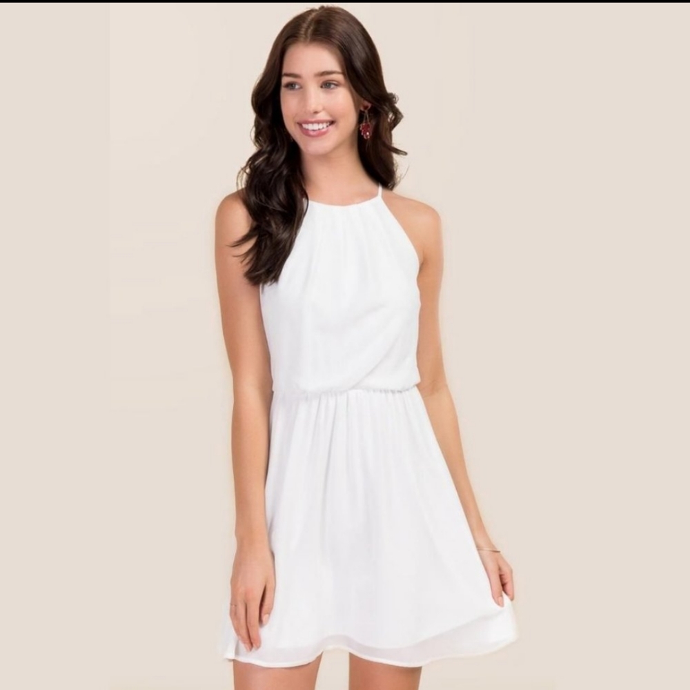White High Neck Flowy Dress